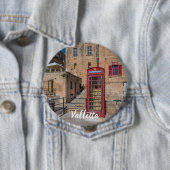 Rode telefooncel in Valletta Malta Ronde Button 4,0 Cm (In situ)