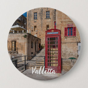 Rode telefooncel in Valletta Malta Ronde Button 4,0 Cm
