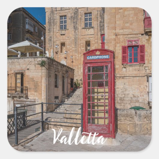 Rode telefooncel in Valletta Malta Vierkante Sticker (Voorkant)