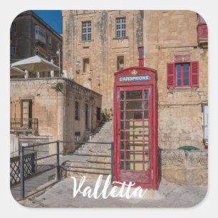 Rode telefooncel in Valletta Malta Vierkante Sticker