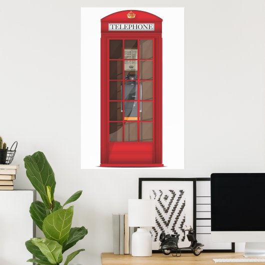 Rode telefooncel poster (Thuiskantoor)