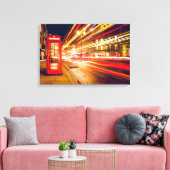  rode telefoondoos bij nacht in Londen Canvas Afdruk (Insitu (Woonkamer))