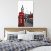 Rode Telefoondoos en de rode bus van Londen Canvas Afdruk (Insitu (Slaapkamer))