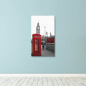 Rode Telefoondoos en de rode bus van Londen Canvas Afdruk (Insitu (Houten vloer))