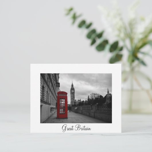Rode telefoondoos, Groot-Brittannië wit briefkaart (Staand voorkant)