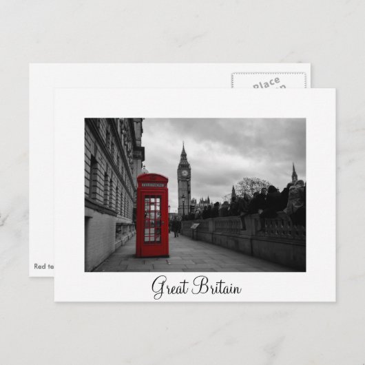 Rode telefoondoos, Groot-Brittannië wit briefkaart (Voorkant / Achterkant)