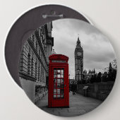 Rode telefoondoos in Londen, knop Ronde Button 6,0 Cm (Voorkant /achterkant)