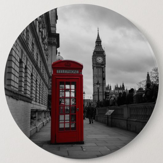 Rode telefoondoos in Londen, knop Ronde Button 6,0 Cm (Voorkant)