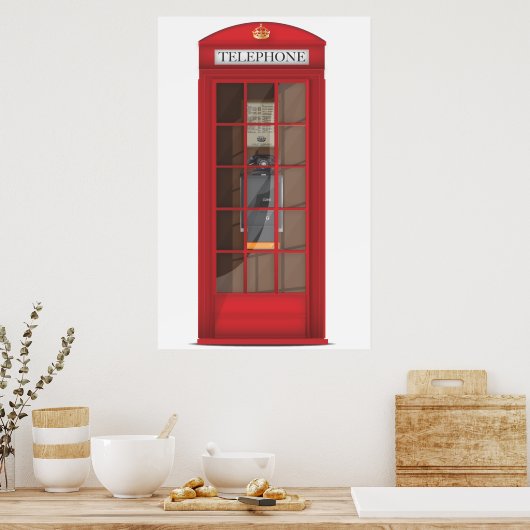 Rode telefoondoos poster (Keuken)