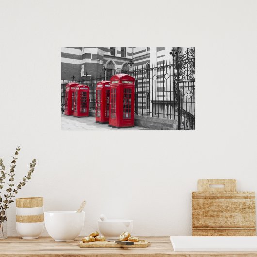 Rode telefoondozen poster (Keuken)