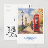 Rode telefoondozen - Save the Date in Engeland Briefkaart (Voorkant / Achterkant)