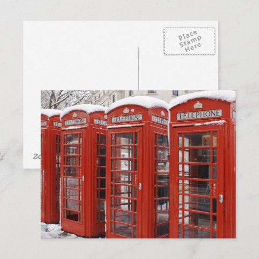 Rode telefoons bij Big Ben Briefkaart (Voorkant / Achterkant)