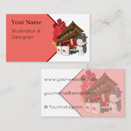 Rode tempelmelodieën & Chibi Mahjong-kunst Visitekaartje