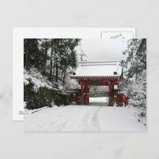 Rode Tempelpoort in Sneeuw Briefkaart (Voorkant / Achterkant)