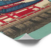 Rode tempels en meer van de Japanse  Ukiyo-e-kunst Poster (Hoek)