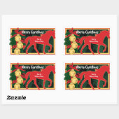 Rode Tennessee Walker Paard Kerstmis Jingle Bells Rechthoekige Sticker (Vel)