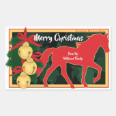 Rode Tennessee Walker Paard Kerstmis Jingle Bells Rechthoekige Sticker (Voorkant)