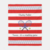 Rode tennis, gepersonaliseerde strips fleece deken (Voorkant)