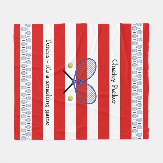 Rode tennis, gepersonaliseerde strips fleece deken (Voorkant (Horizontaal))