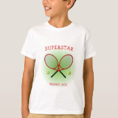 Rode tennisaas aangepaste tekst t-shirt (Voorkant)