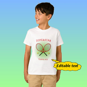 Rode tennisaas aangepaste tekst t-shirt