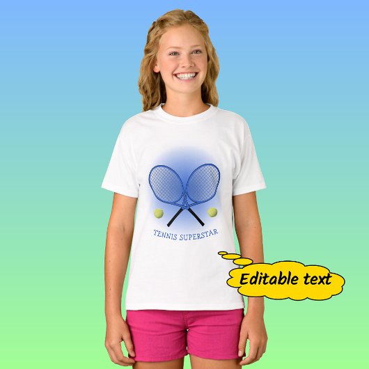 Rode tennisaas aangepaste tekst t-shirt