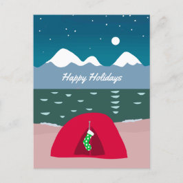 Rode Tent Camper met Kerstmis Feestdagenkaart