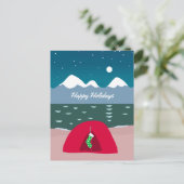 Rode Tent Camper met Kerstmis Feestdagenkaart (Staand voorkant)