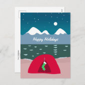 Rode Tent Camper met Kerstmis Feestdagenkaart (Voorkant / Achterkant)