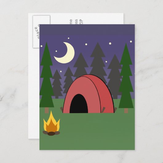 Rode Tent Camping Verjaardagsfeest Briefkaart Uitn (Voorkant / Achterkant)