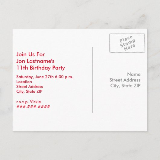 Rode Tent Camping Verjaardagsfeest Briefkaart Uitn (Achterkant)