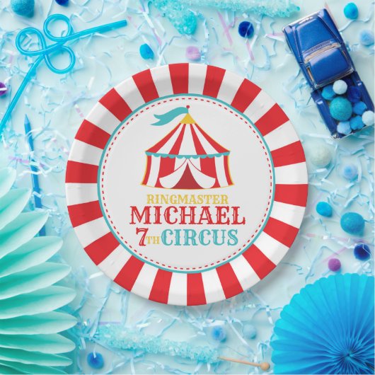 Rode Tent Circus Carnaval Verjaardagsfeestje Borde Papieren Bordje (Feest)