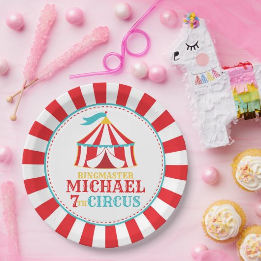 Rode Tent Circus Carnaval Verjaardagsfeestje Borde Papieren Bordje (Feest)