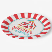 Rode Tent Circus Carnaval Verjaardagsfeestje Borde Papieren Bordje (Gekanteld)