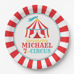 Rode Tent Circus Carnaval Verjaardagsfeestje Borde Papieren Bordje