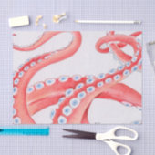 Rode Tentacles Octopus Waterverf Tissuepapier (Craft)