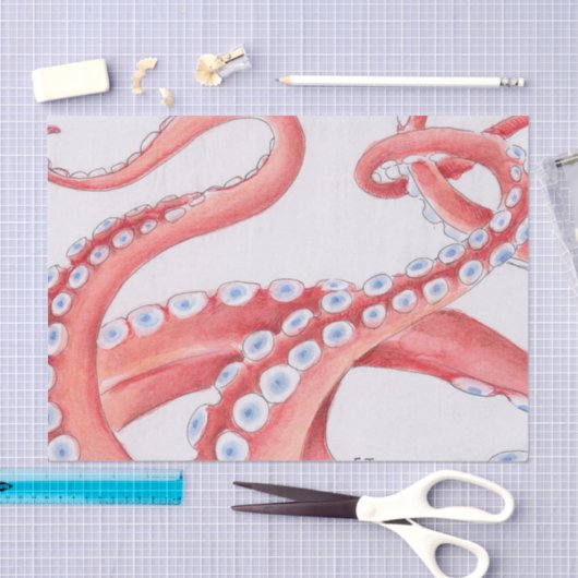 Rode Tentacles Octopus Waterverf Tissuepapier (Craft)