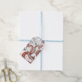 Rode Tentakels octopus kaart Cadeaulabel (Met Touw)