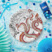 Rode Tentakels octopus kaart Papieren Bordje (Feest)