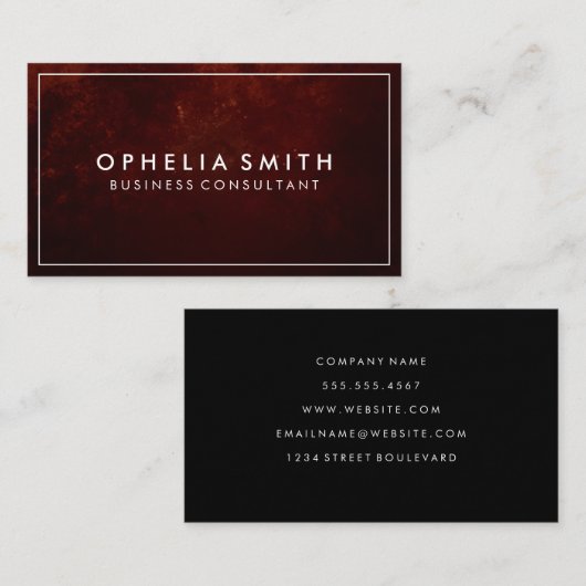 Rode textuur | Klassieke witte rand Visitekaartje (Voorkant / Achterkant)