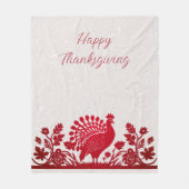 Rode Thanksgiving Turkije Bloemen Fleece Deken (Voorkant)