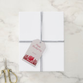 Rode Thanksgiving Turkije Bloemen Gift Label Cadeaulabel (Met Touw)