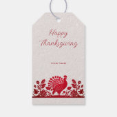 Rode Thanksgiving Turkije Bloemen Gift Label Cadeaulabel (Achterkant)