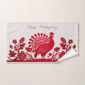 Rode Thanksgiving Turkije Bloemen Handdoek (Handdoek)