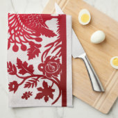 Rode Thanksgiving Turkije Bloemen Keuken Handdoek (Quarter Fold)