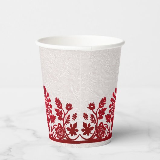 Rode Thanksgiving Turkije Bloemen Papier Kopjes Papieren Bekers (Rechts)