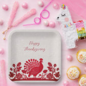 Rode Thanksgiving Turkije Bloemenpapier Bord (Feest)