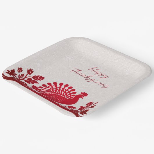Rode Thanksgiving Turkije Bloemenpapier Bord (Gebogen)