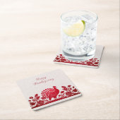 Rode Thanksgiving Turkije Bloemenpapier Onderzette Kartonnen Onderzetters (Insitu)