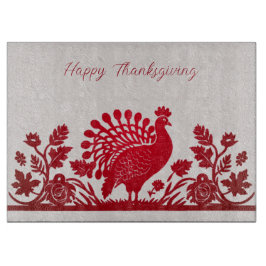 Rode Thanksgiving Turkije Bloemensnijplank Snijplank